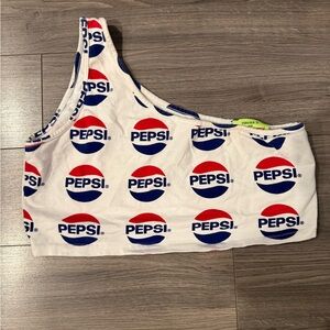 Forever 21 Pepsi Logo One-Shoulder Top